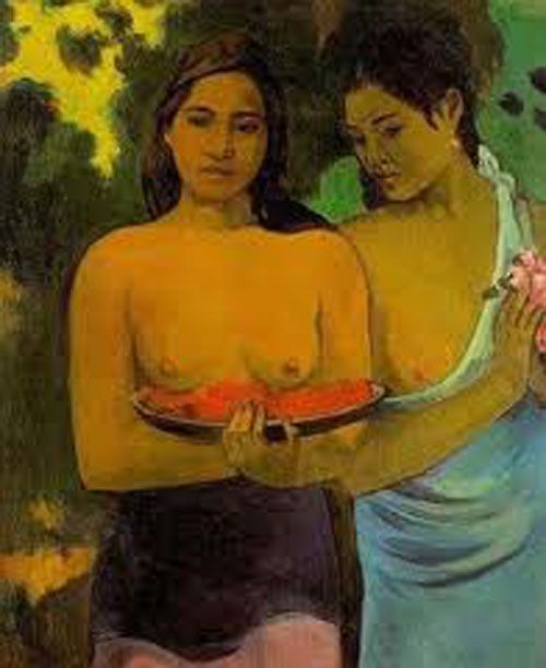 dos mujeres tahitianas pintor frances gauguin