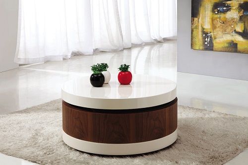 Modena mesa circular en madera y blanco