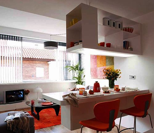 ideas decoracion pisos pequeños aprovechar el espacio separar habitaciones barras