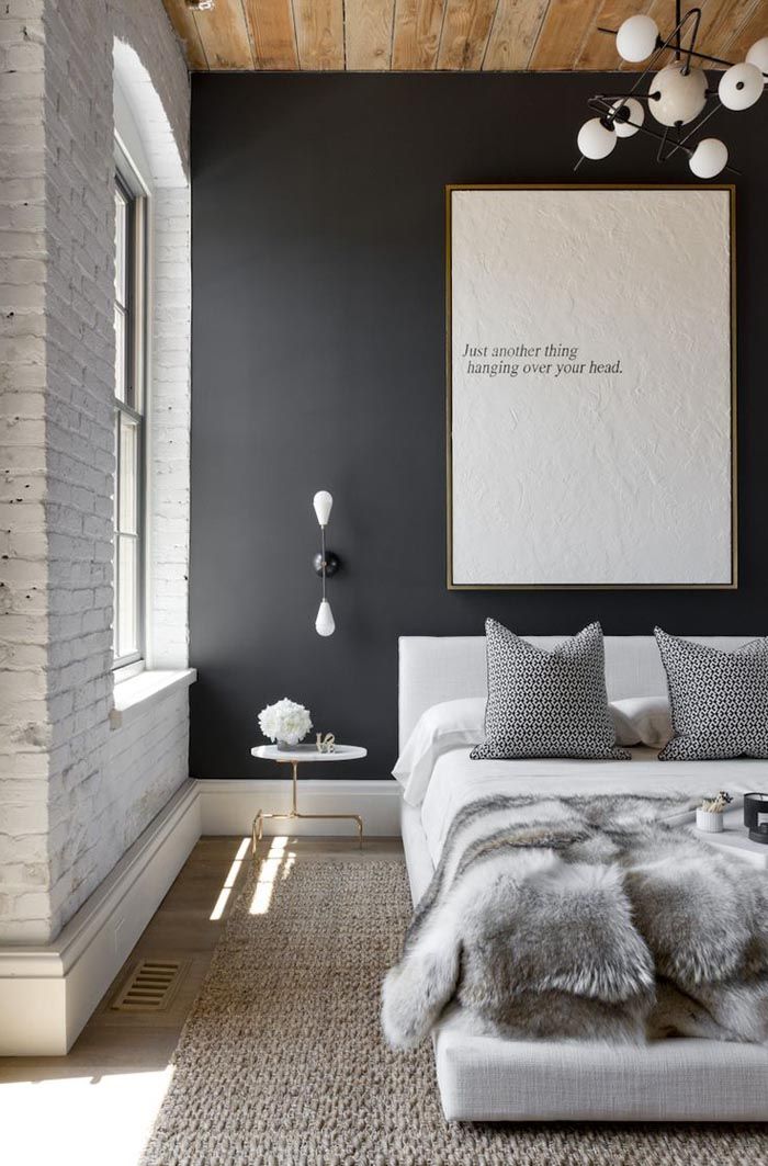 dormitorio pared negra nordico