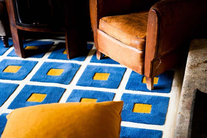 alfombra azul y amarilla kilombo rugs personalizable