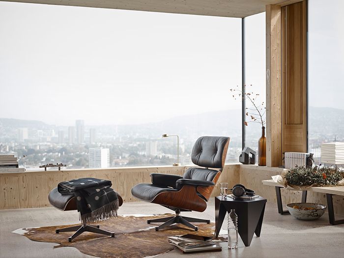Sillón Lounge chair & Ottoman vitra charles ray eames lounge chair silla sillón otomano de madera cuero negro ventana