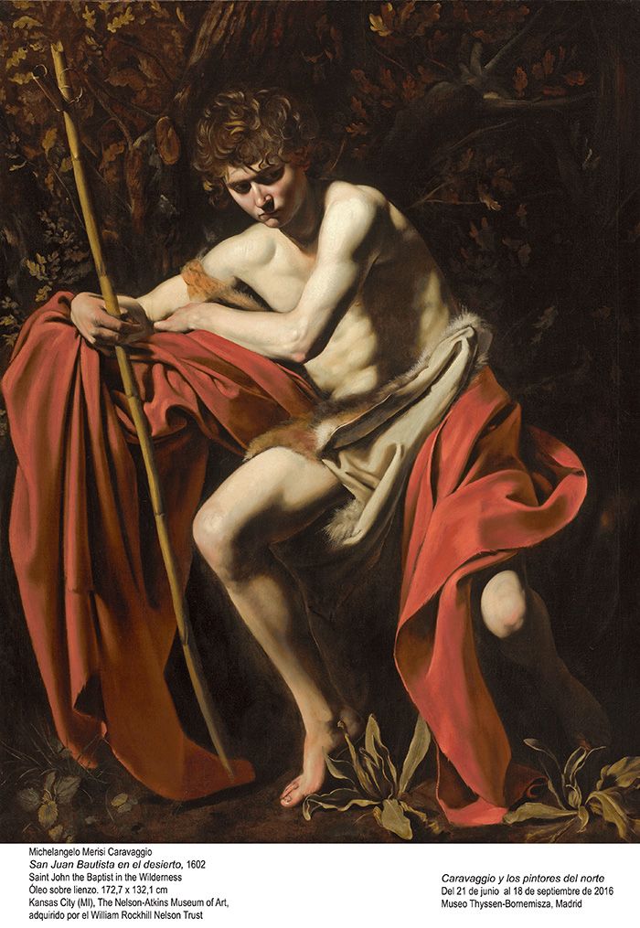 1571-1610 Michelangelo Merisi, called Caravaggio Lombard Painting European Painting and Sculpture Purchase: William Rockhill Nelson Trust Italian Unframed: 68 x 52 inches (172.72 x 132.08 cm) Framed: 77 ¼ x 60 7/8 x 4 inches (196.22 x 154.62 x 10.16 cm) 1604-1605 Saint John the Baptist in the Wilderness