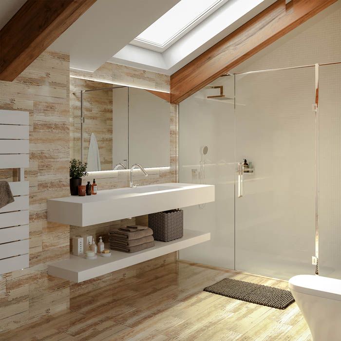 baño con claraboya velux moderno