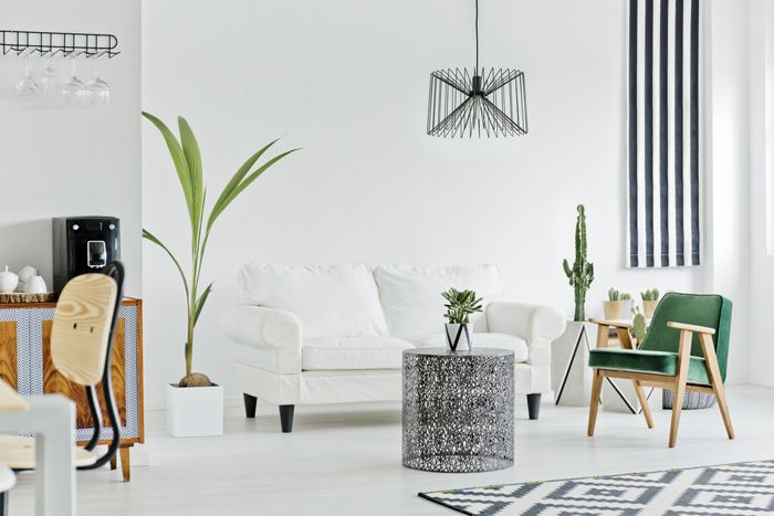 salon moderno nordico sofa blanco