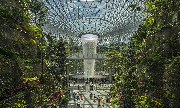 Aeropuerto de Singapur proyecto The Rain Vortex vista completa
