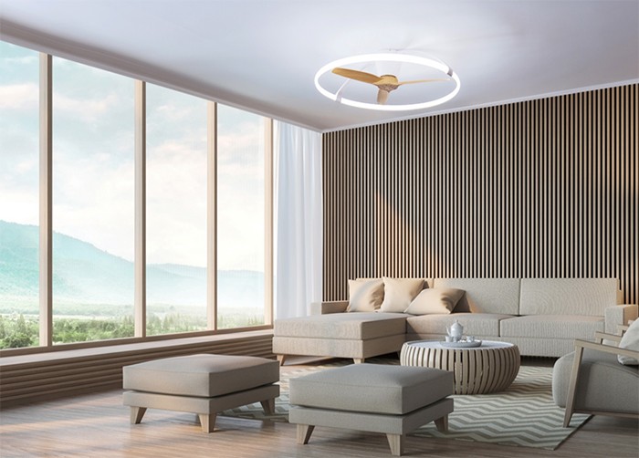salon diseño ventilador minimalista