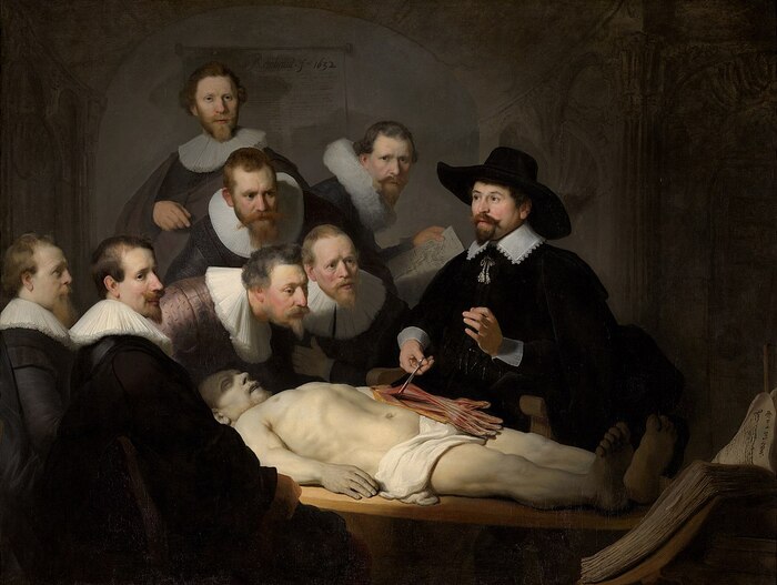 Obra pictórica Lección de anatomía del Dr. Nicolaes Tulp de Rembrandt