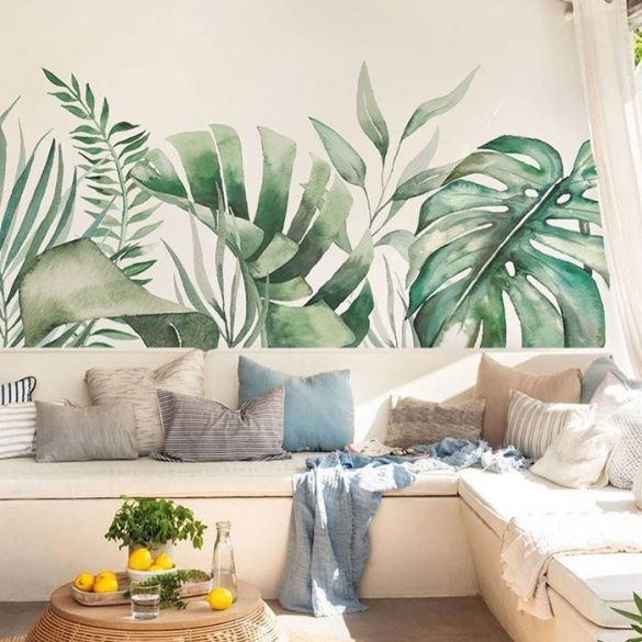salon tropical pared pintada
