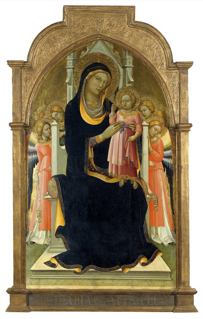 Lorenzo Monaco. La Virgen y el Niño en el trono con seis ángeles, hacia 1415-1420. Colección Thyssen-Bornemisza,