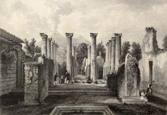 ilustracion columnas patio ruinas