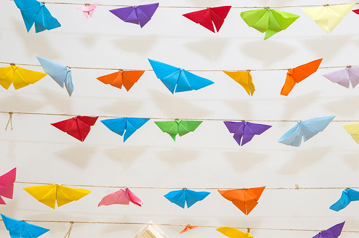 tendedero de mariposas origami