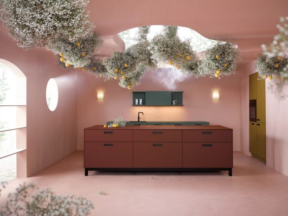 Diseño de una cocina con flores
