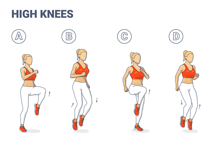 high knees ejercicio mujer