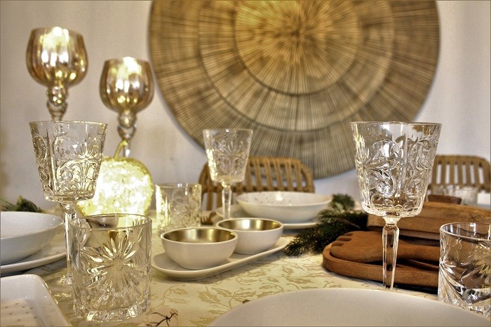 decoración mesa con estilo vintage para Navidad 