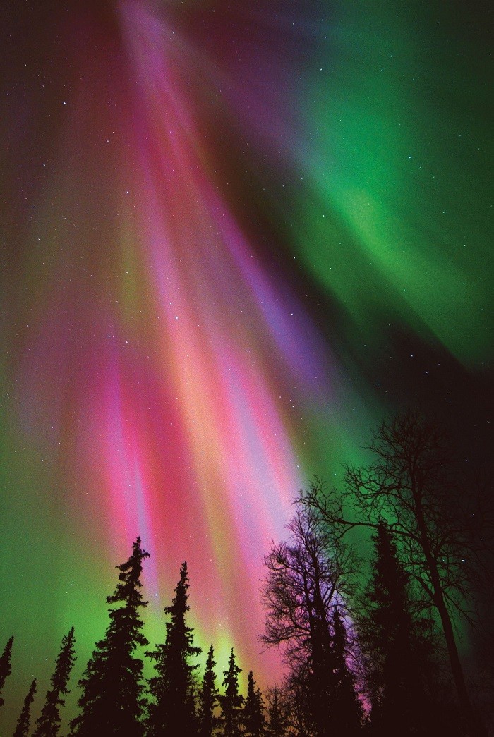 cielo con aurora boreal