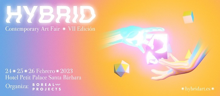 Cartel de la exposición Hybrid Art Fair en Madrid