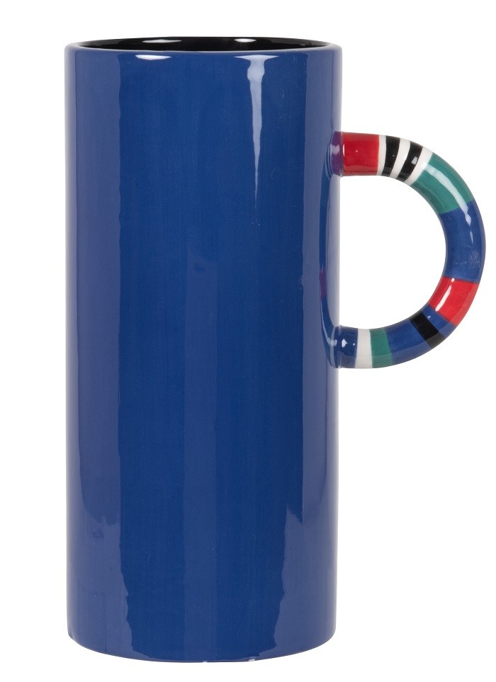 taza grande azul con asa colorido