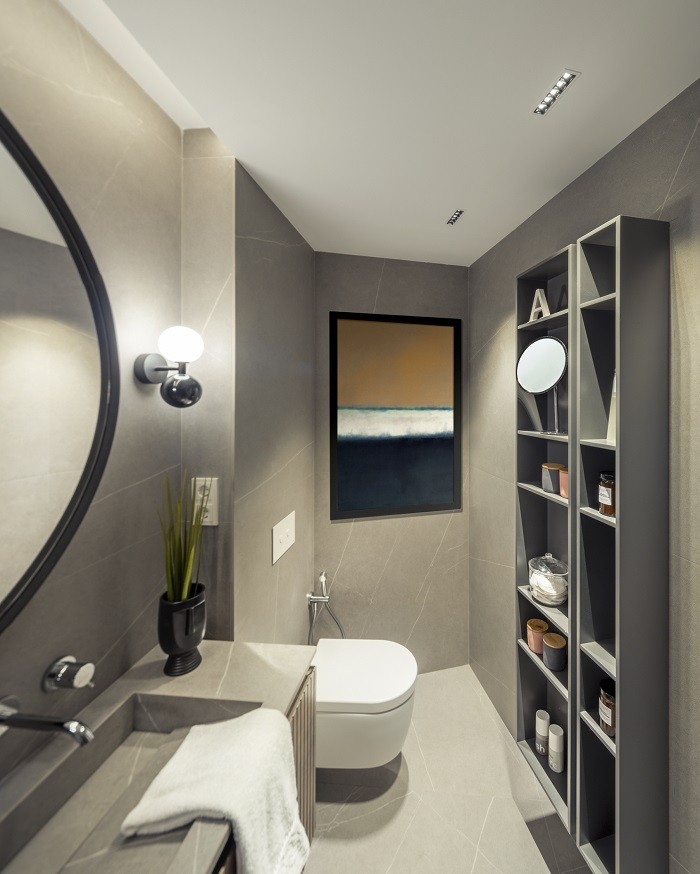 cuarto de baño en tonos grises