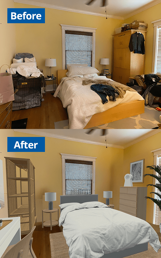 antes y después de un diseño de un hogar con herramienta IKEA