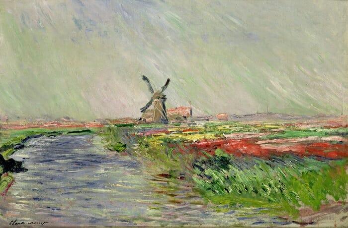 Cuadro impresionista de Monet paisaje con un molino
