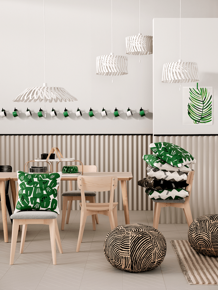 Cojines verdes de Ikea estilo naturaleza