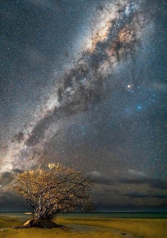 Vista del cielo de noche en las Islas Mauricio