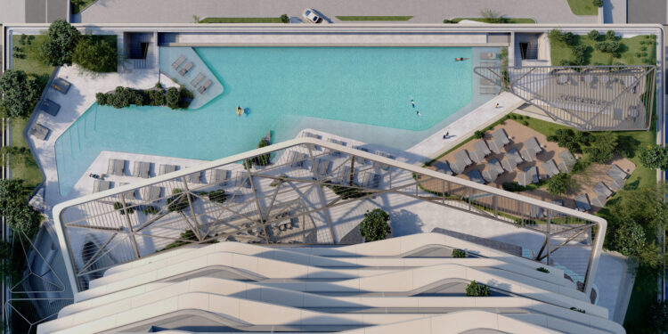 piscina exterior en la torre de Dubai Pininfarina