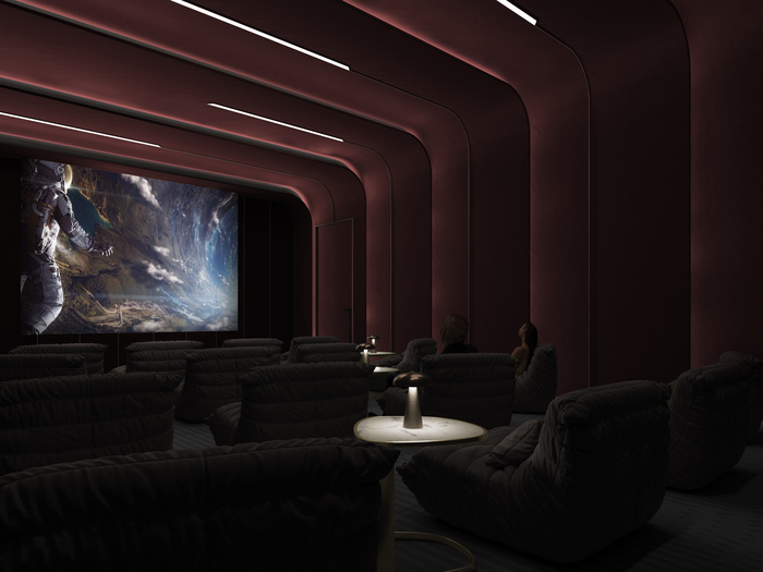 sala de cine en la torre de Dubai Pininfarina